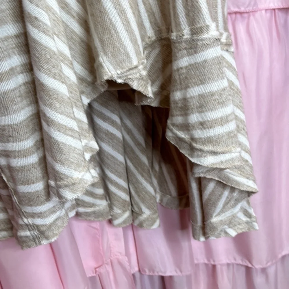 104. Free People Striped Ruffle Sleeve Asymmetrical Tunic Top XS - Picture 7 of 9